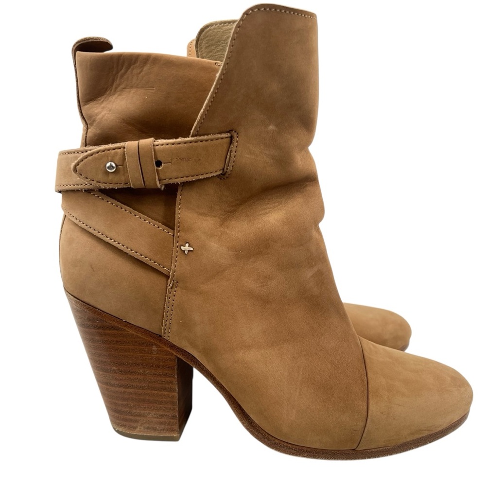 Rag & Bone Harrow Leather Booties Tan Camel Sz 39 Sleek, Modern, Elevated Staple